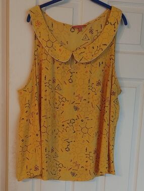 ModCloth Yellow Science-Print Peter Pan Collar Tank